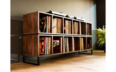 Lagom Studio American Black Walnut Många – Two Tier Vinyl Storage Cabinet